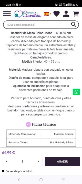 Bastidor de mesa para bordar