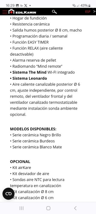Estufa de Pellet Negra