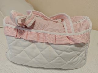 Bolsa bebé con cambiador rosa y blanco