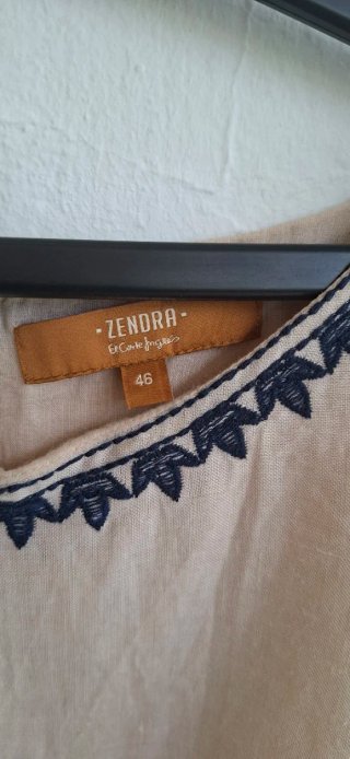 Vestido de lino RAMIO beige bordado marca ZENDRA