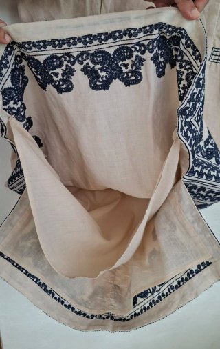 Vestido de lino RAMIO beige bordado marca ZENDRA
