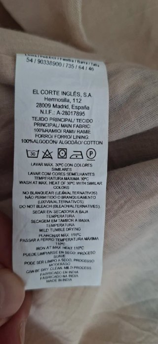 Vestido de lino RAMIO beige bordado marca ZENDRA