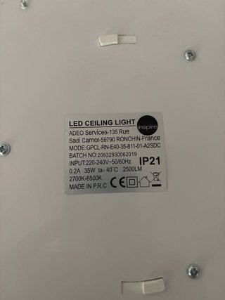 Plafón LED Techo Plástico con altavoz bluetooth.