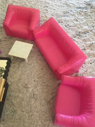 Muebles Barbie: Sofá, Sillón y Tocador