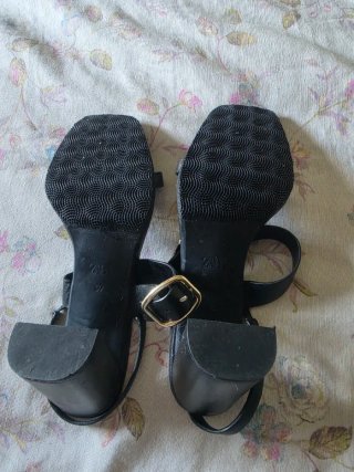 Sandalias Zara Negras Tacón Hebilla