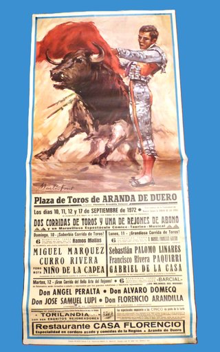 Cartel Toros Aranda de Duero 1972