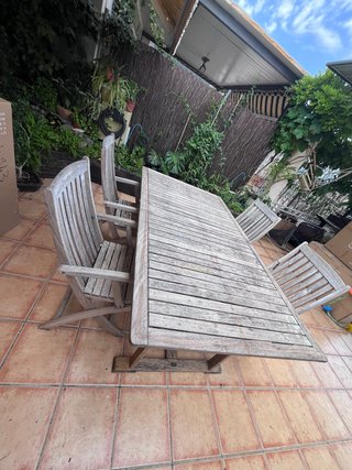 Mesa y 4 Sillas Terraza Exterior Madera