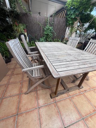 Mesa y 4 Sillas Terraza Exterior Madera