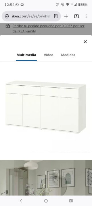 Aparador IKEA VIHALS Blanco 140x37x75cm.