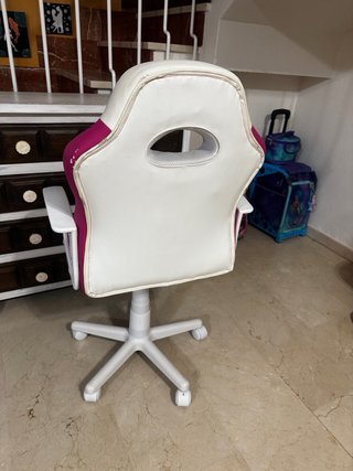 Silla oficina niña blanca y rosa nueva