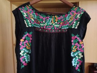Vestido étnico bordado negro Talla XL (46/48 )