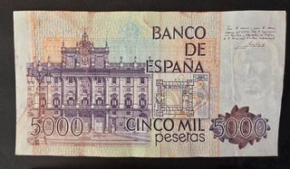 2 Billetes 5000 Pesetas España 1979 y 1992