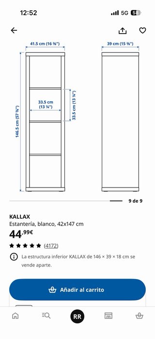 Estantería IKEA KALLAX 1x4 Blanca