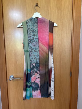 Vestido desigual patchwork multicolor