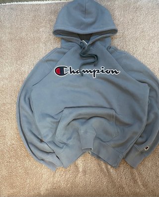 Hoodie Champion azul grisáceo | Streetwear vintage
