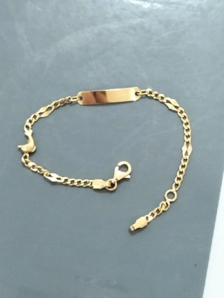 Pulsera bebé oro con placa nueva