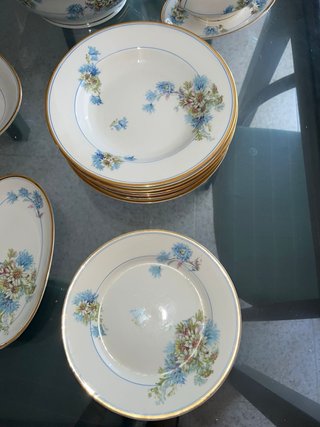 Vajilla Cartuja Porcelana Flores Azules