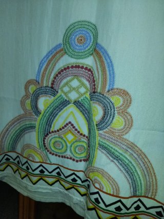 Vestido playero blanco bordado T. L