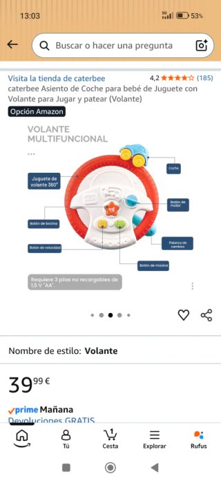 Organizador asiento coche con sonajero