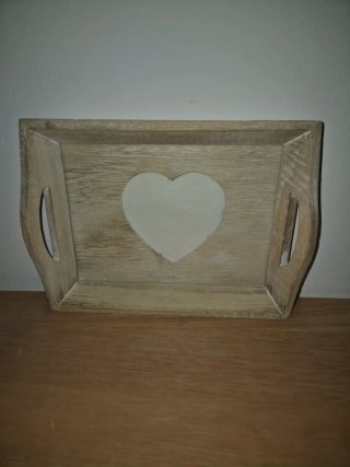 Bandeja decorativa corazón madera