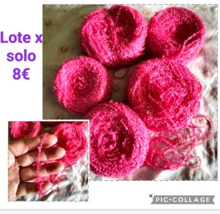 Lote 5 madejas lana fucsia 8€ con rizo