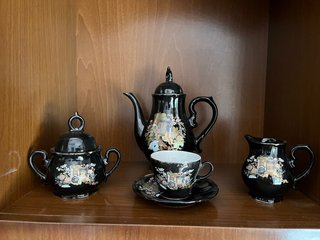 Juego de café porcelana negro