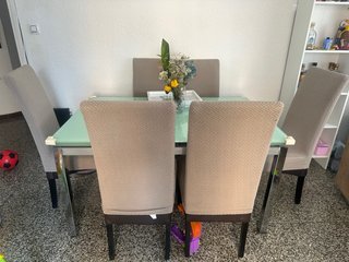Mesa Comedor Cristal y Metal
