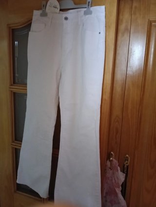 Pantalón vaquero Lajohy mujer pata ancha blanco