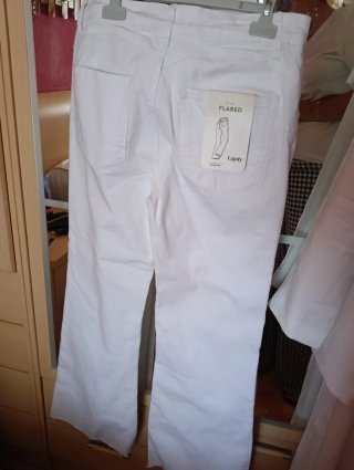Pantalón vaquero Lajohy mujer pata ancha blanco