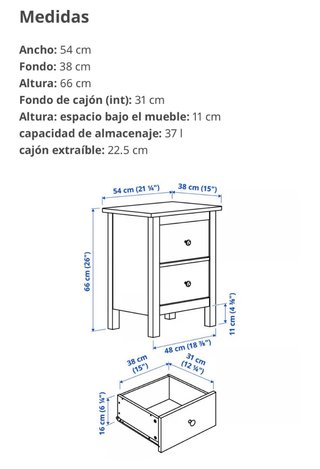 Cómoda y mesita de noche blanca IKEA