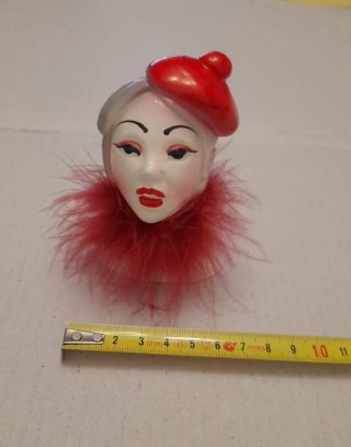 Figura Cabeza mujer escayola decorada