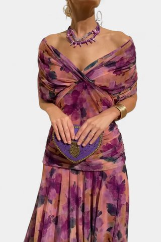 Vestido de punto floral rosa y morado