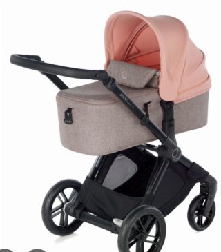Cochecito bebe tres piezas gris y rosa