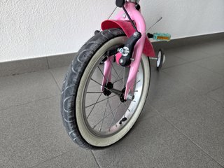 Bici infantil B'Twin 14 rosa con cesta