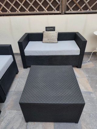 Conjunto Muebles Terraza Negro y Gris