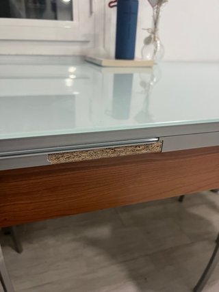 Mesa de Comedor abatible Cristal, Hierro y Madera