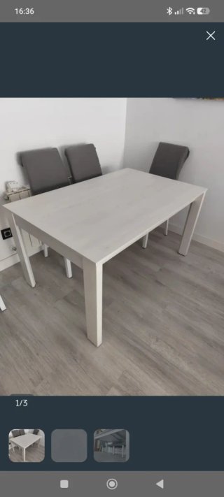 Mesa comedor extensible madera y tela