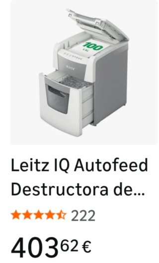 OFERTA SOLO HOY LEITZ DESTRUCTORA PAPEL  P4 100Hoj
