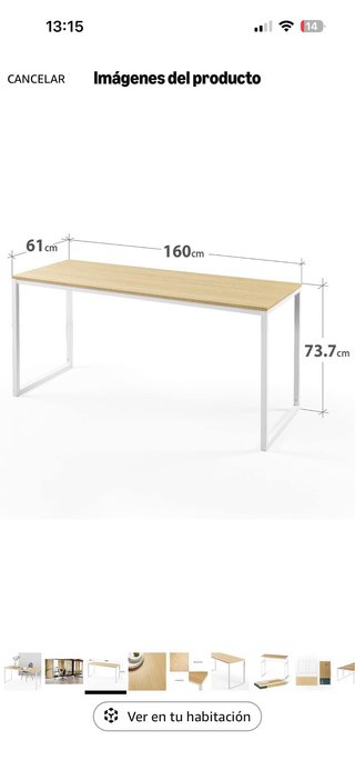 Mesa Escritorio Madera y Metal 160x60
