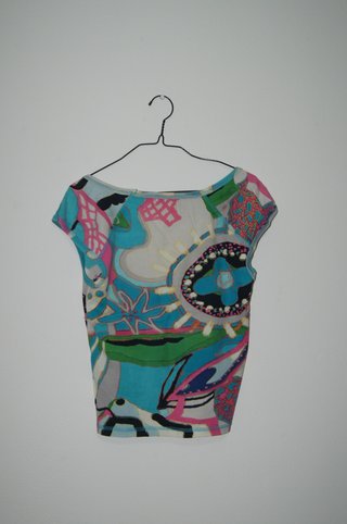 Camisola Manga Cava Azul Estampada M