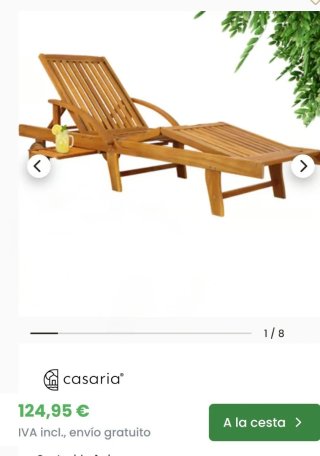 Tumbona de madera para jardín