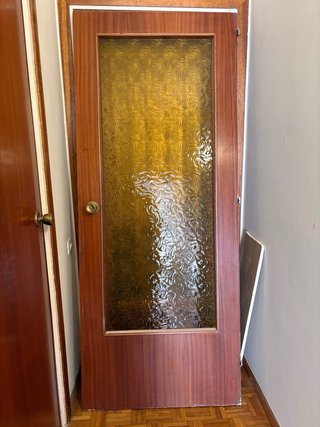 Puerta interior madera caoba con cristal