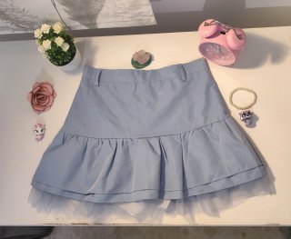 Falda coquette azul con cordones