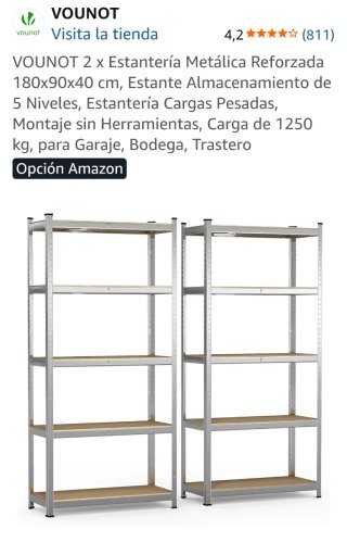 2 Estanterías Metálicas 180x90x40 cm