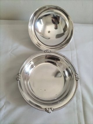 Vajilla antigua plata plateado portafritos fuente
