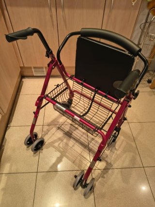 Andador con asiento y cesta
