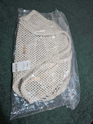 Bolso de playa Calzedonia beige macramé
