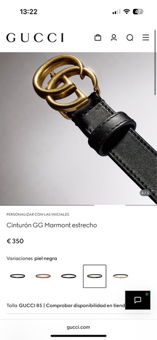 Cintura Gucci GG Marmont in pelle nera dorata