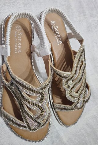 Sandalias Sunsea Blancas Brillantes Talla 41