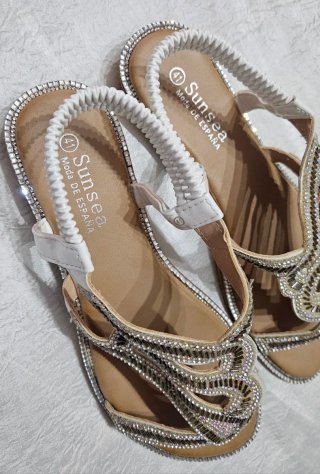 Sandalias Sunsea Blancas Brillantes Talla 41